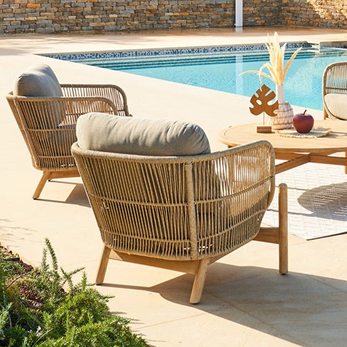Fauteuil de salon de jardin DEONA Taupe & Acacia