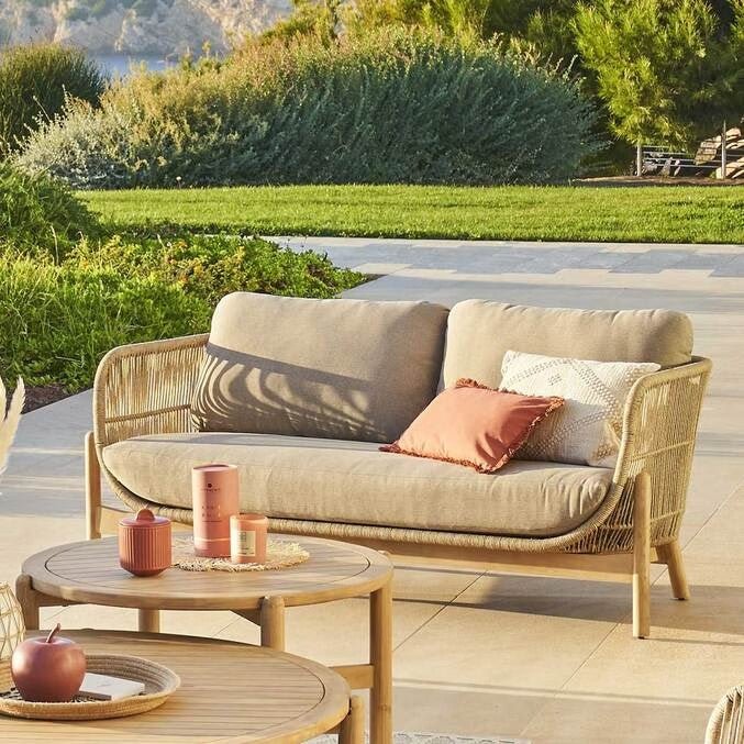 Canapé de jardin 2 places DEONA Taupe & Acacia