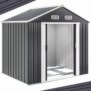 Abri de jardin en métal gris 257x205x177cm – Neuf – DESTOCKAGE