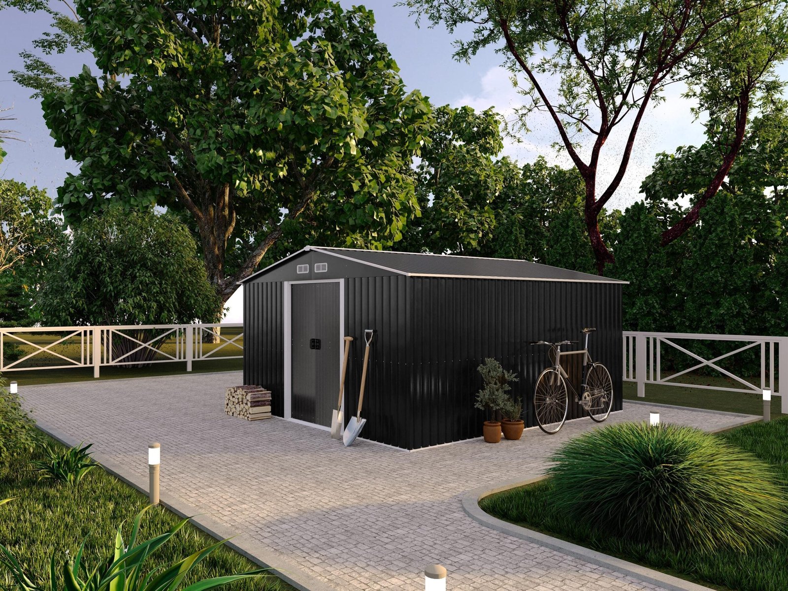 Abri de jardin en acier galvanisé gris 12,5 m² – Neuf – DESTOCKAGE – Image 2